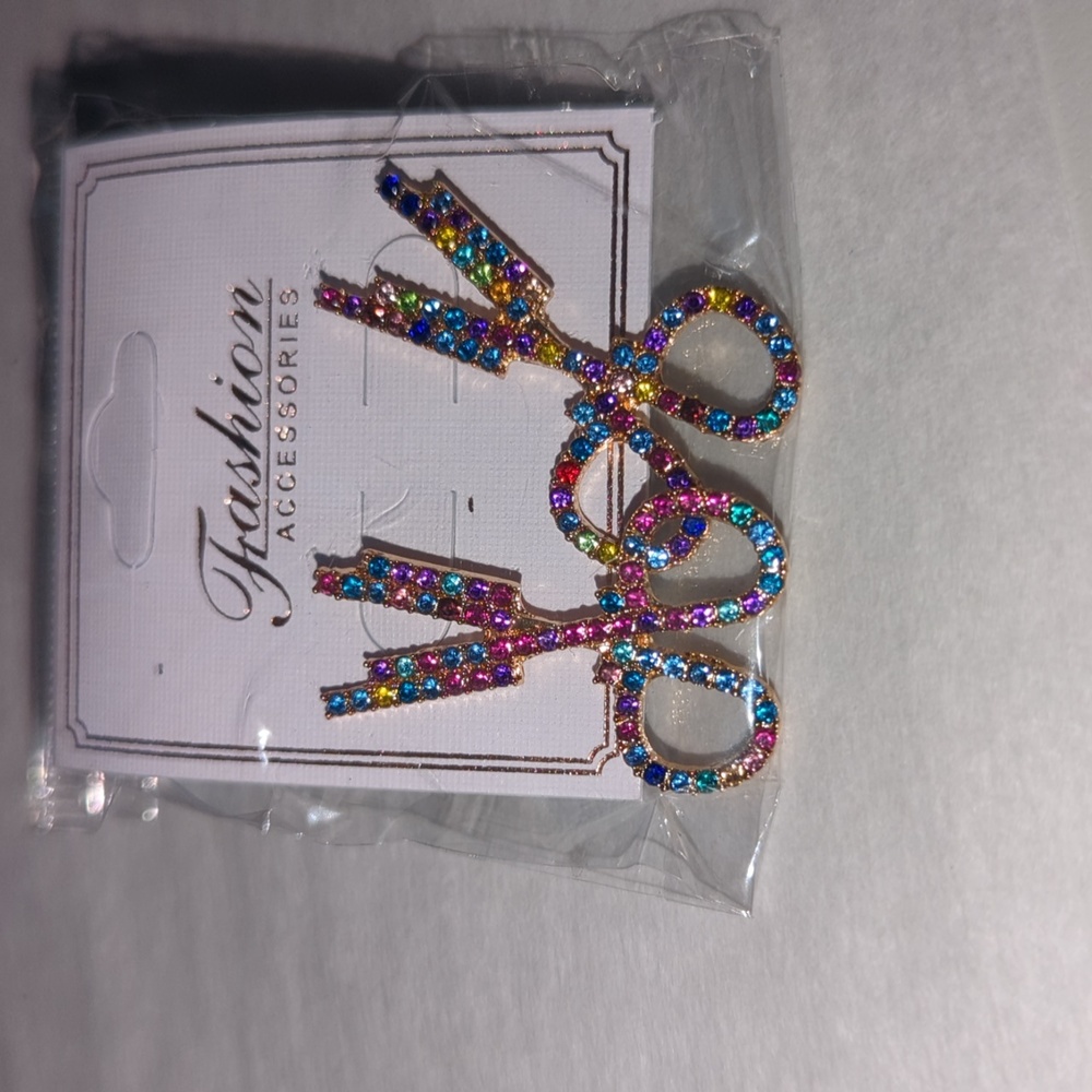Multi color scissor earrings